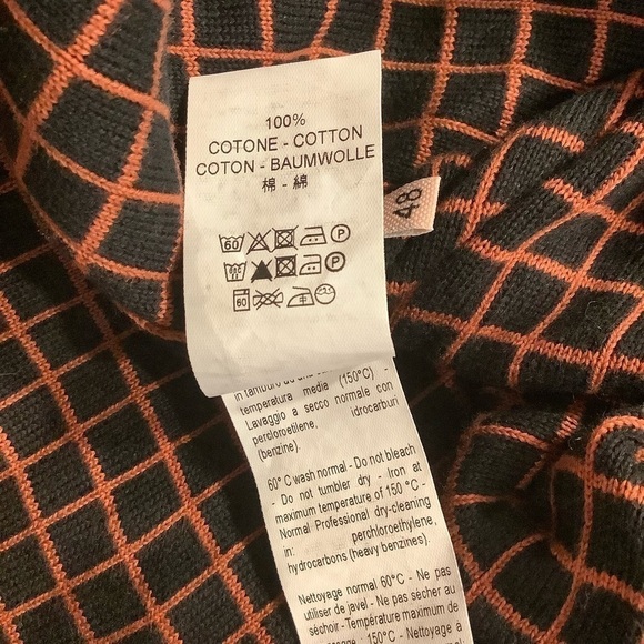 Plan C Knit Rust Geometric Jacquard V-Neck Oversized Pullover Sweater Sz-12/48 - Picture 7 of 7